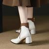 New Women's French Pointed Toe Ankle Boots - Chunky Heel Lace-Up Dress Boots, British Style Fall/Winter Fashion Booties