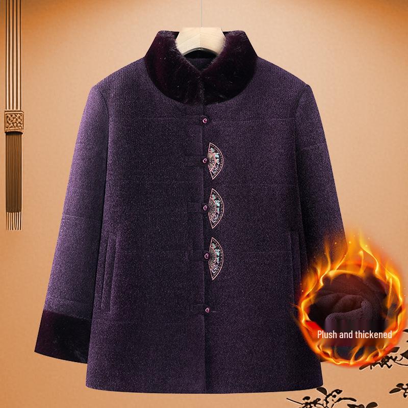 

Красный зимний хлопковый пиджак танский костюм для пожилых женщин 6XL (155-170 lbs)