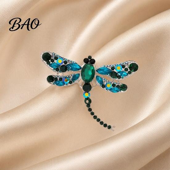 Long-lasting Luster Brooch Electroplated Alloy Brooch, Dragonfly Pin with Sparkling Rhinestones Inlaid, Daily Wear Jewelry Long Tail Design Badge for