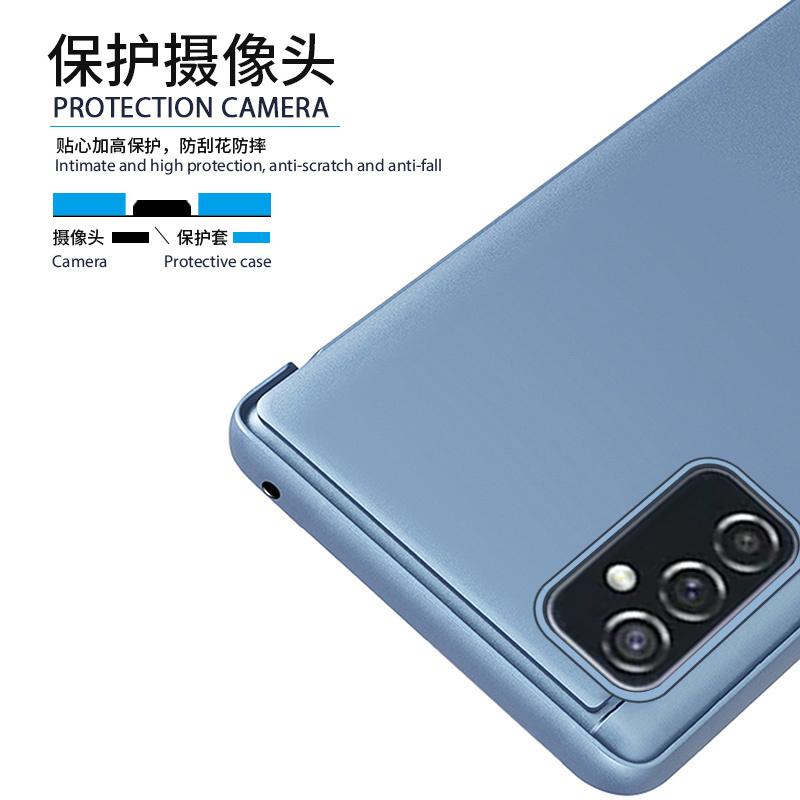 Smart Mirror View Phone Case For Samsung Galaxy M13 4G Leather Stand Flip Cover for Samung M23 M33 M53 5G 2022 Protective Coque