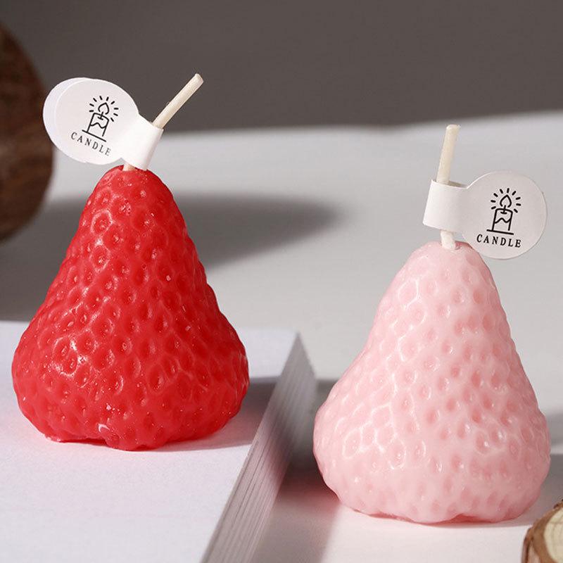 Small Strawberry Ornaments: Creative Fruit Wax Candles for Party Dessert Table & Photogenic Props