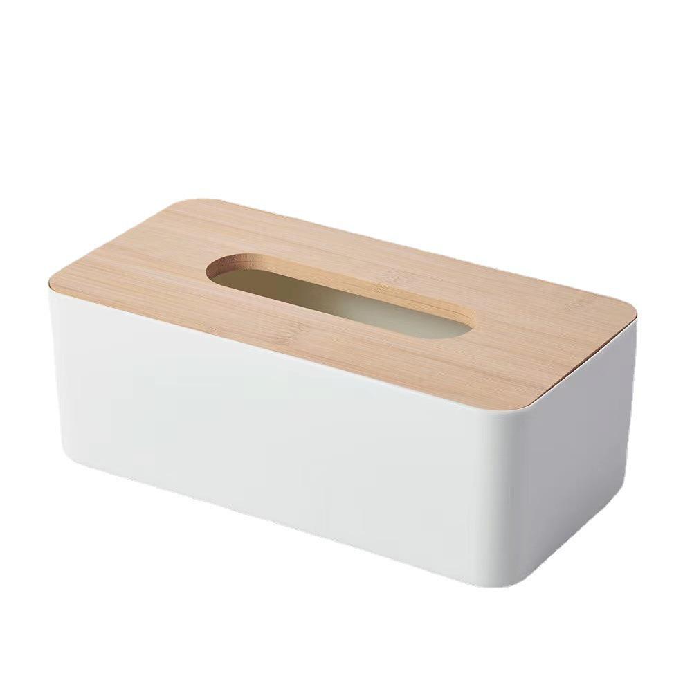 Japanese Wooden Tissue Box with Remote Control Storage
