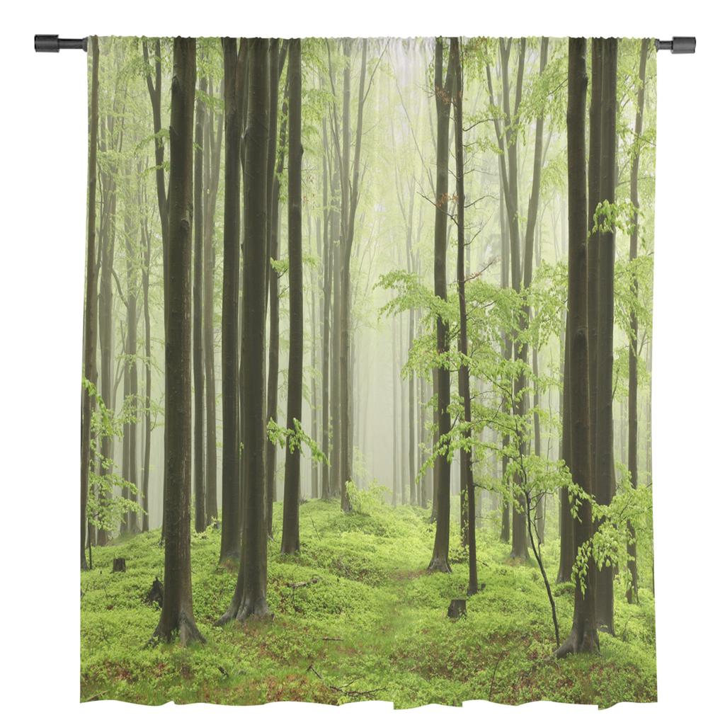 Bergwald Transparente Vorhänge zur Wohnzimmerdekoration Fenstervorhänge für die Küche Tüll Voile Organza Vorhänge