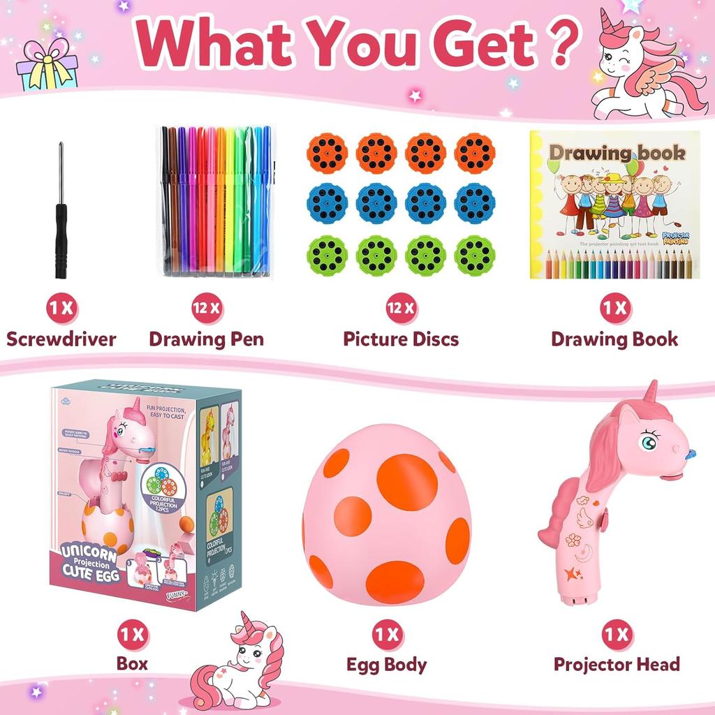 KETIEE Unicorn Drawing Projector Toys for Ages 5-7: Tracing and Drawing Projector for Kids with Cute Unicorn Look, Smart Art Sketcher Projector with