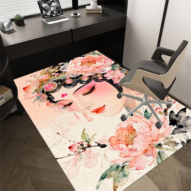 beijing opera beauty Pattern Area Rug, Office Carpet Indoor Outdoor Entrance Doormat, Non-Slip Soft And Comfortable, Living Room, c122060