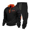 Men's Winter Fleece Multi Pocket Zipper Sweatshirt 2 Piece Set Personalized Sweatpants