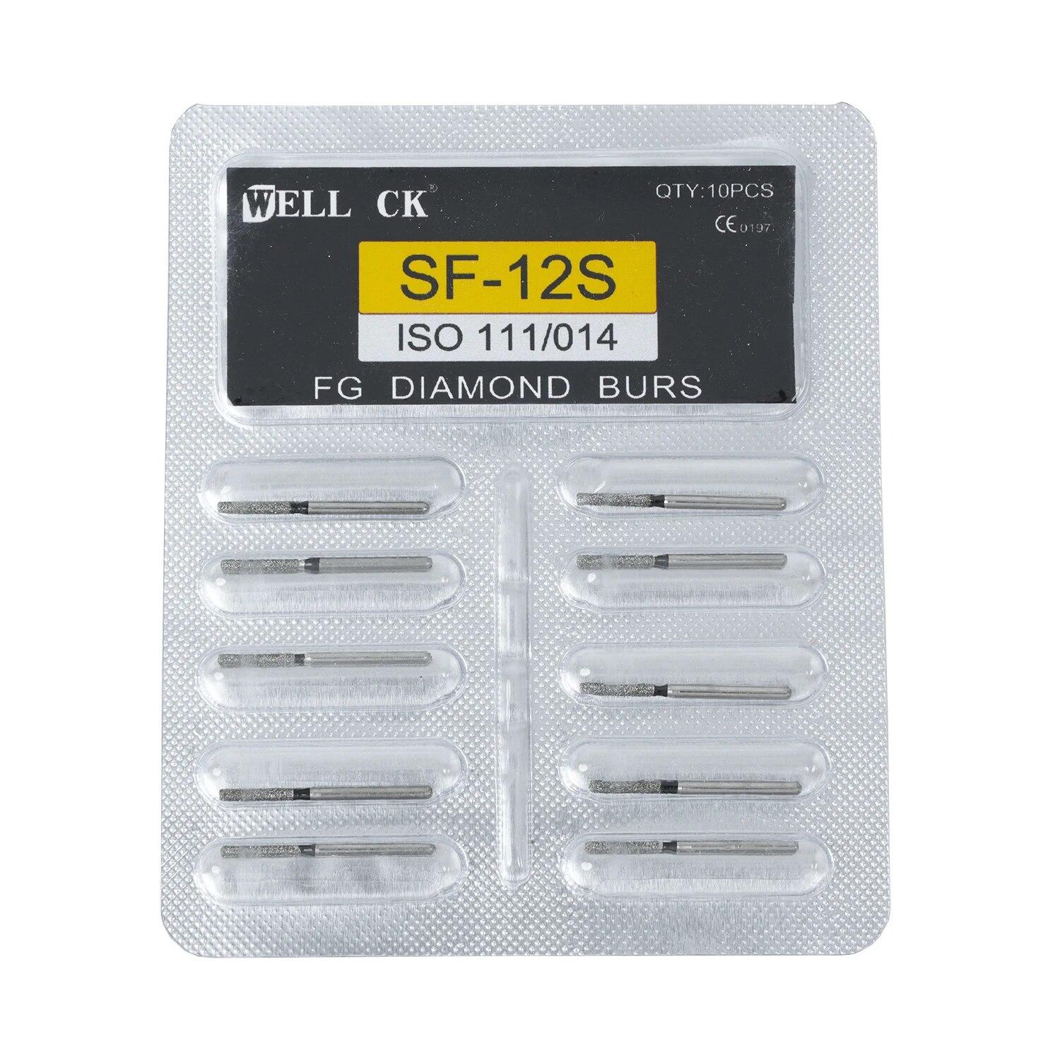 

10 шт./упак., стоматологические алмазные боры CK 1,6 мм для высокоскоростного наконечника, супер грубые алмазные боры, шлифовальный инструмент для стоматолога, шлифовальный инструмент 10pcs SF-12S