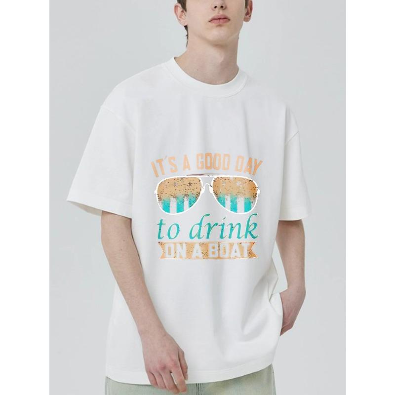 Black T-Shirt with Sunglasses and Text It S A Good Day To Drink on A Boat for Summer Beach Outings