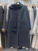 2025 Autumn/Winter Korean Style Mid-Length Double-Sided Cashmere Wool Coat with Scarf