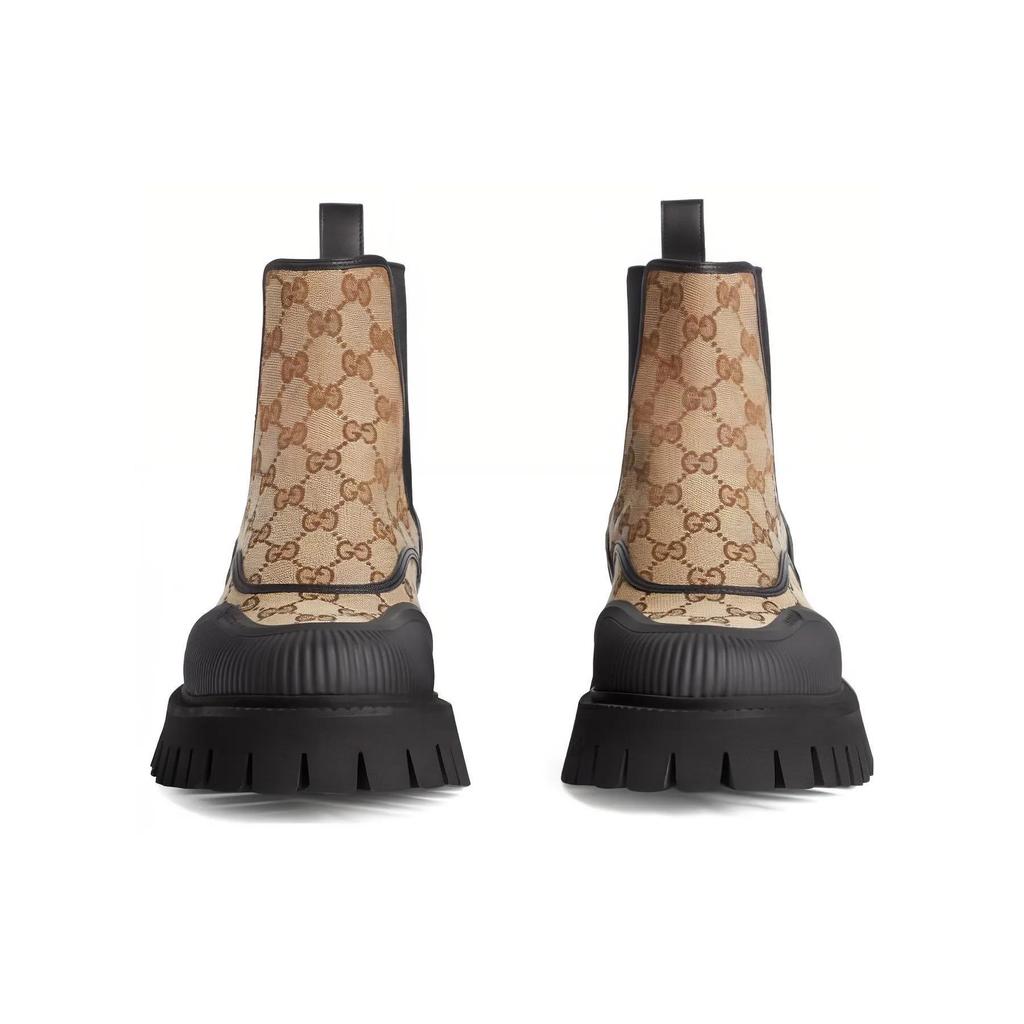 Gucci GG Ankle Boot 'Beige Ebony' (Unisex) Beige / Ebony Chelsea Boots 739777 FABSQ 9751