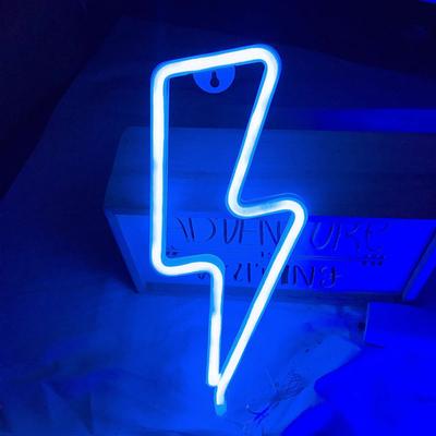 Panneaux Néon Éclair Foudre Halloween avec Base, Lumière LED, Éclairage Ambiance Fête, Lampe Murale, pour Anniversaire, Chambre E-sport, Décoration Intérieure