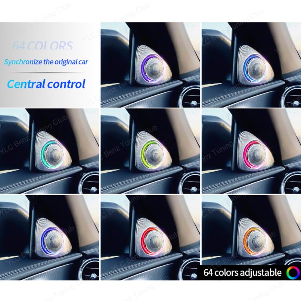 64 Colors LED Air Vents For Mercedes Benz W213 E-Class Coupe AMG E43 E53 E250 3D Rotating Tweeter Speaker Interior Ambient Light