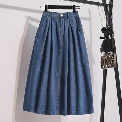 High-Waisted A-Line Denim Skirt for Plus Size Women - Medium Length