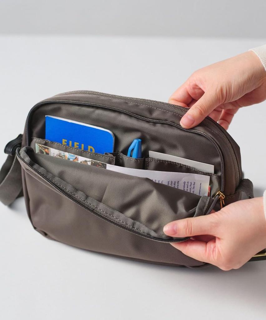 AfternoonTea LIVING JA35 ACE Shoulder Bag, Dark Gray, Compact, 8 Pockets, Long Wallet Fit, Polyester