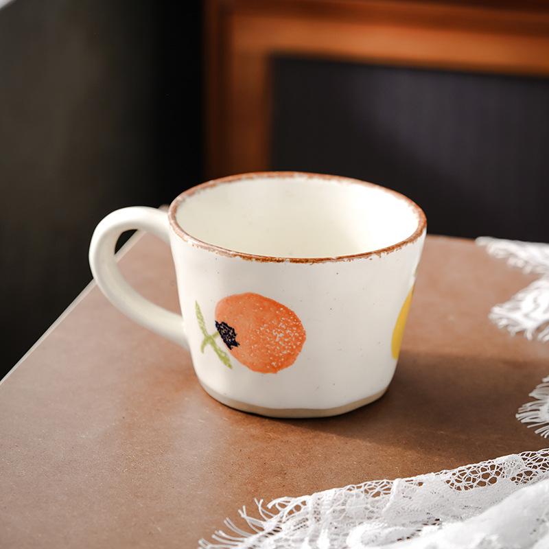 Ceramic Mug Creative Hand-painted Coarse Pottery Coffee Mug Office Afternoon Tea Milk Cup Juice Cup Water Cup Household Goods