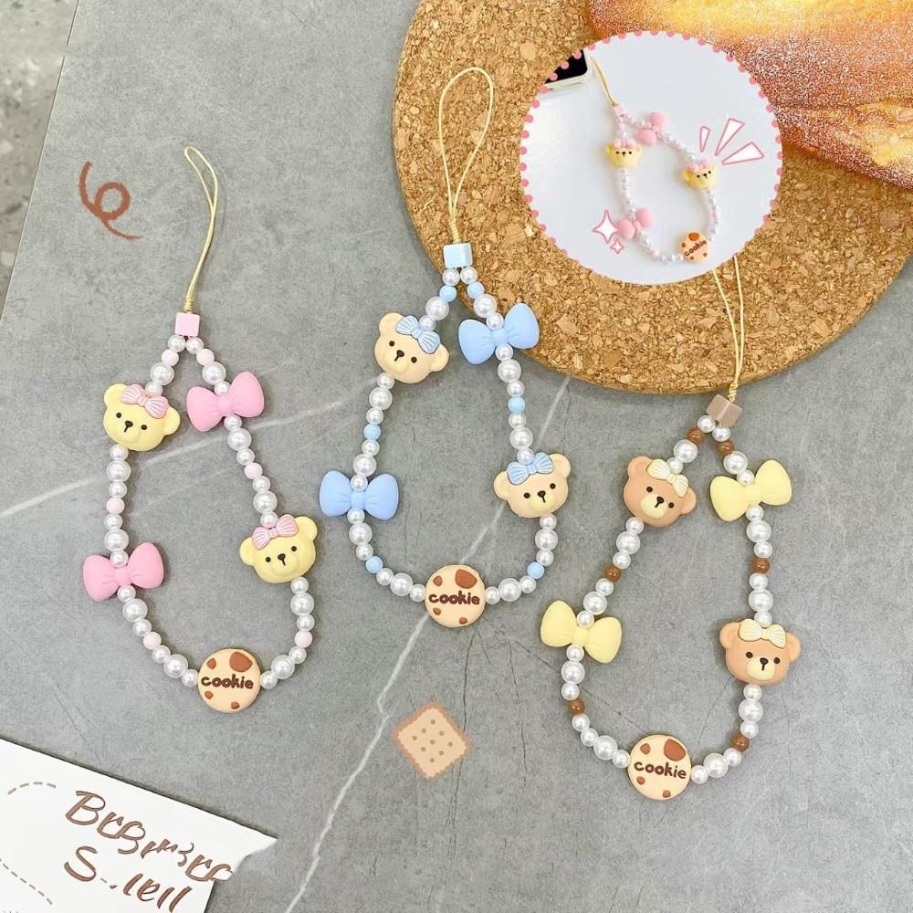 Anti-loss Mobile Phone Lanyard Biscuit Bear Cell Phone Strap Bead Phone Chain  Phone Charm