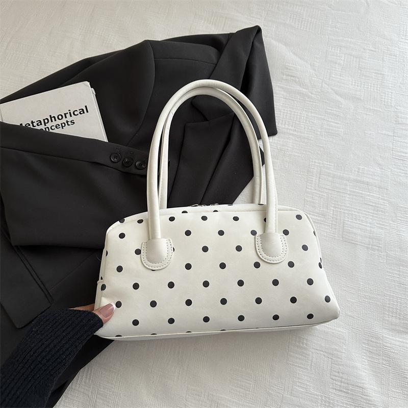 Women S Korean Style Polka Dot Underarm Handbag Casual Commuter Bag