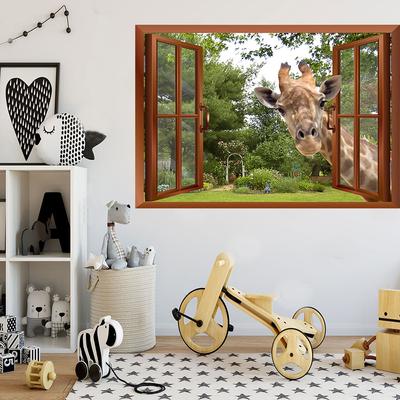 Ventana falsa 3D de 60 x 90 cm, pintura de pared para sala de estar, dormitorio, habitación infantil, pegatina de pared extraíble, decoración de habitación