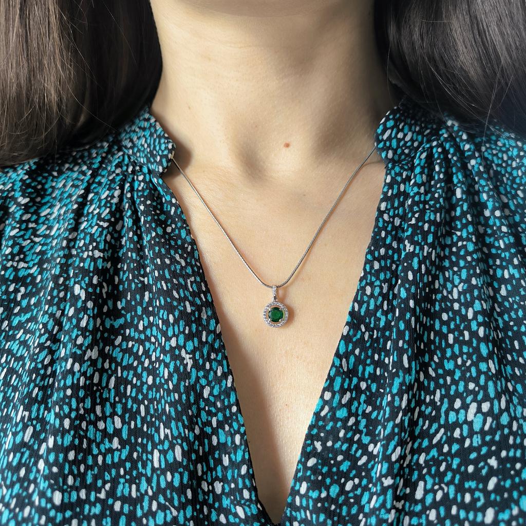 Серебряная подвеска с изумрудом nano 0.9ct (2205906)