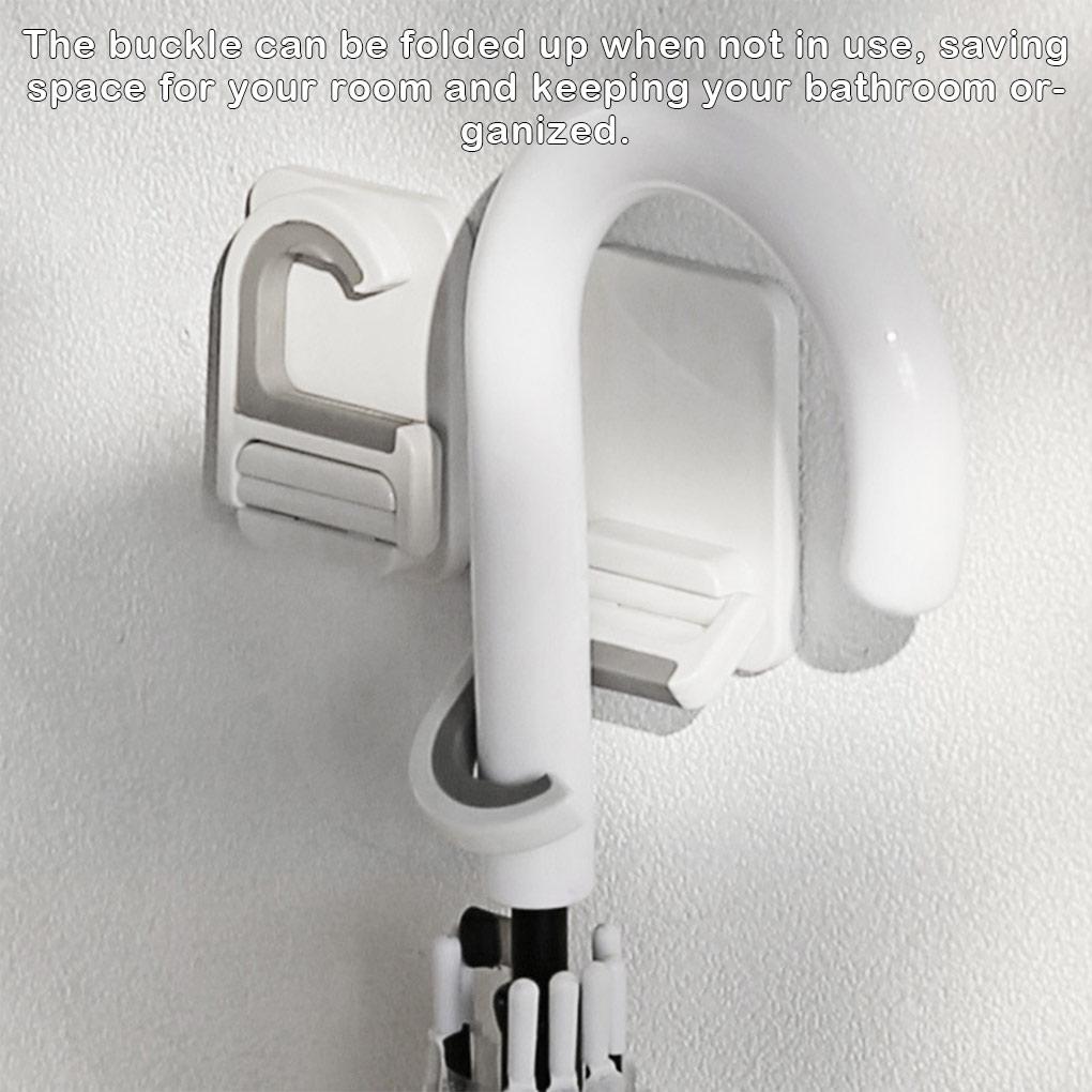 Mops Holder Wall Self Adhesive Cleaning Broom Organizer Removable Rake Hanger Rack Washroom Hanging Brush Pipe Hook Shelf