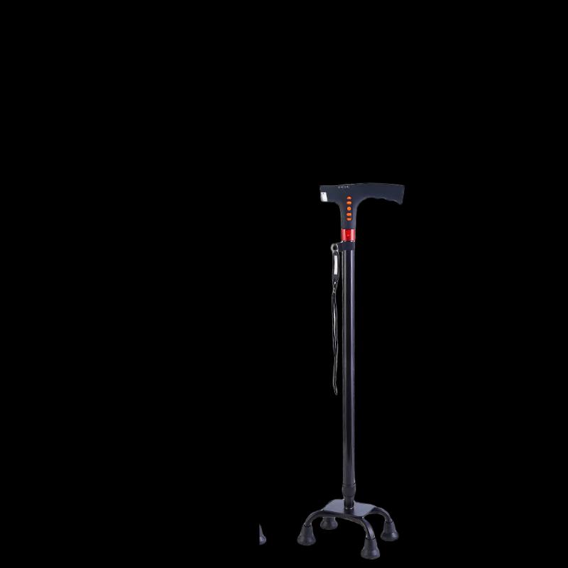 Smart Quad Base Walking Cane with Radio and LED Light