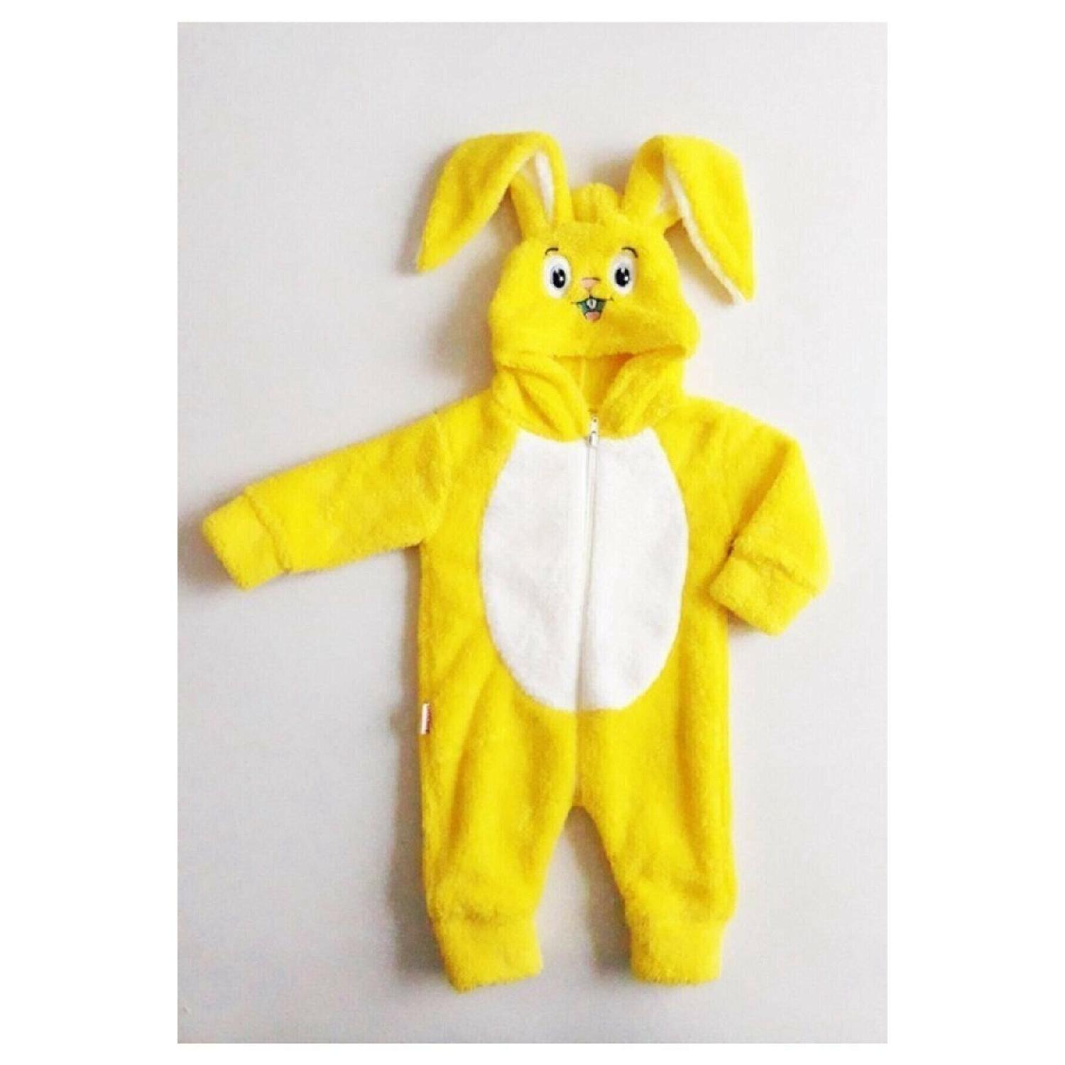 

Unisex Yellow Rabbit Embroidered Plush Jumpsuit 12 Ay жовтий