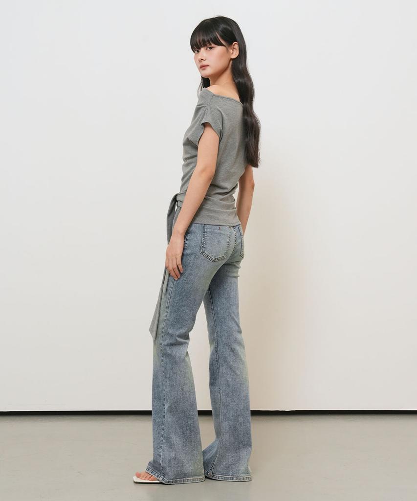 GENERALIDEA Asymmetrical Drape Strap T-Shirt [Melange Grey] / Gf2Lts531