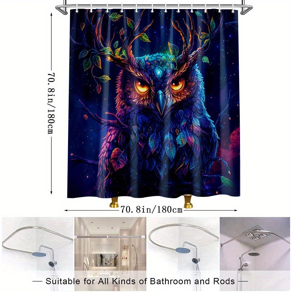 1pc Colorful Owl Shower Curtain, Stunning Nature Design for Stylish Bathroom Decoration, Soft Polyester Fabric, Complements Any