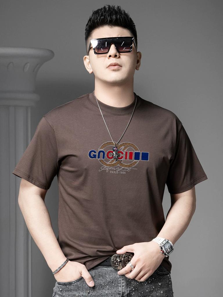 Ozhouzhan Letters Print Hot Drilling Short Sleeve T-shirt Men 2025 New Fashion Brand Half Sleeve T-shirt Summer Casual Top