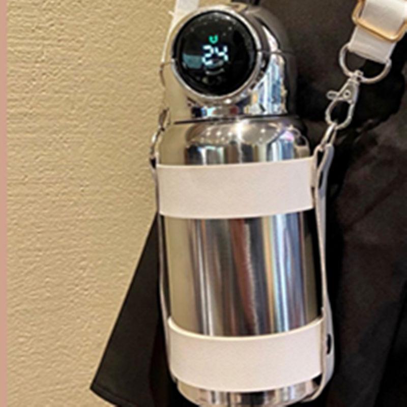 Girls Smart Thermos Bottle LED Temperature Display 316 Stainless Steel Vacuum Insulated Straw Water Bottle with Straps