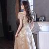 Banquet Evening Dress Women's 1011 New High-end Champagne Adult Dress Skirt Niche Host Art Test Performance