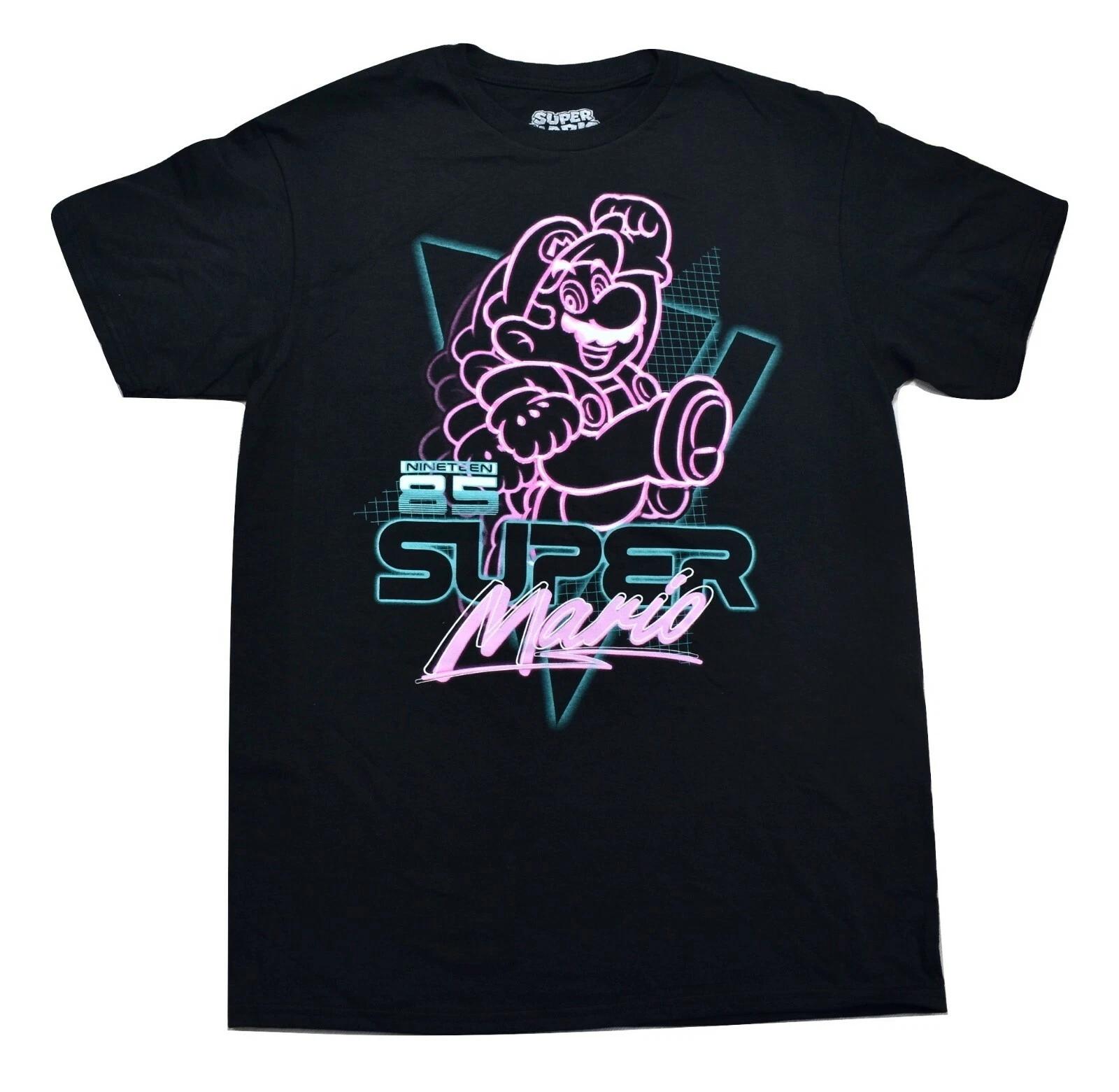 Super Mario Mens Super Marion Nineteen 85 Black Tee Shirt New Small L