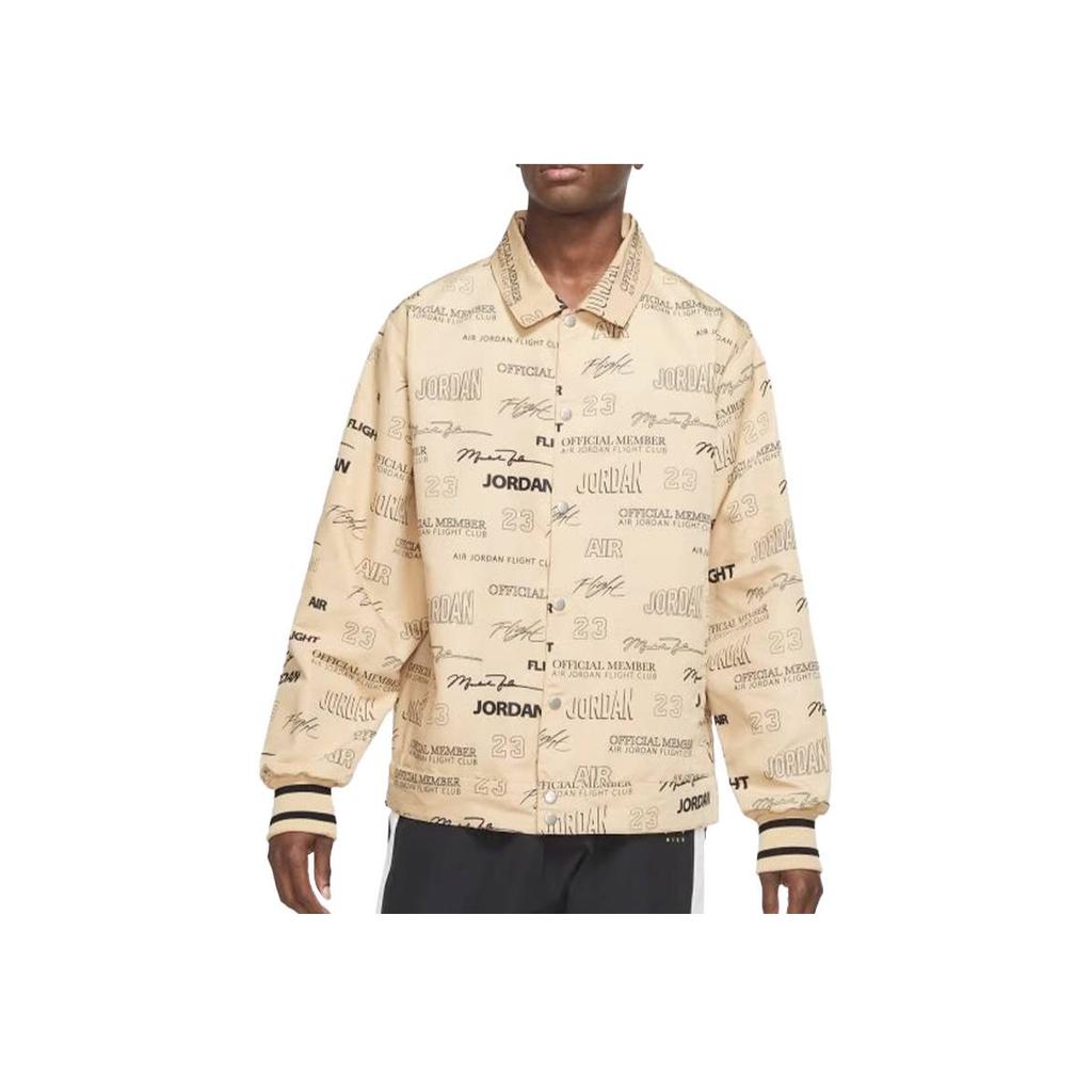 Jordan All Over Print Letter Versatile Stand Collar Single Breasted Long Sleeve Jacket Men Jacket Orange DX9739-252