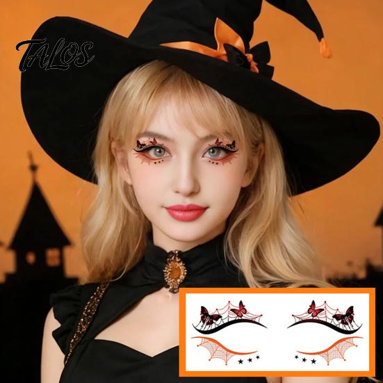 Adesivi Sicuri Amici della Pelle Tatuaggi Temporanei Viso Halloween per Donne, Ragnatela Zucca Impermeabile Arte Occhi Mascherata Carnevale Cosplay Trucco