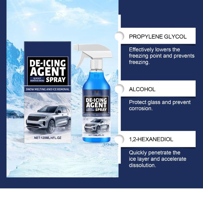 120ml Snow & Ice Melting Sprayer Effortlessly Removes Ice From Automotive Glass And Refrigerator Surfaces