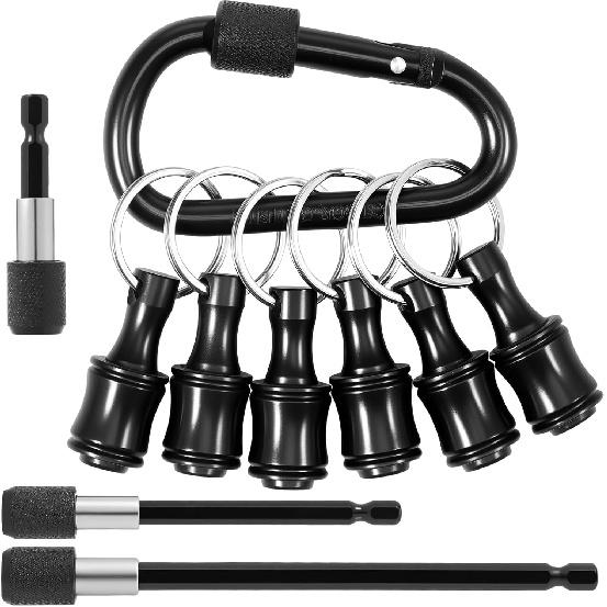 1/4 Inch Hex Shank Bit Holder, Portable Socket Drill Bit Holder, Quick Change Alloy Long and Short Drill Bit Extension Bar, Keychain Screwdriver Bits