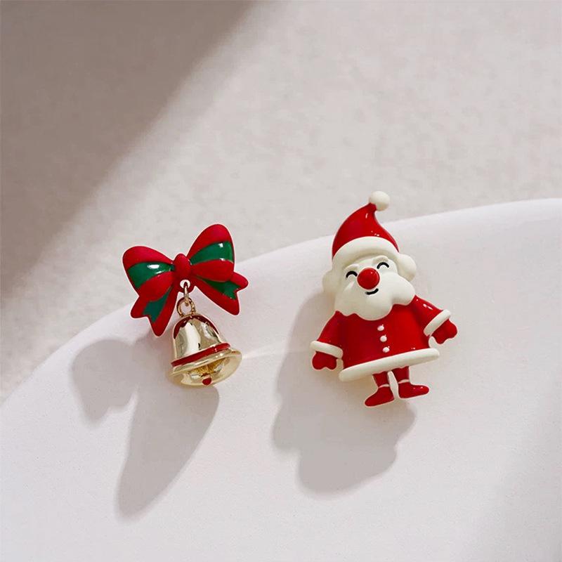 New S925 Silver Needle Christmas Collection Asymmetrical Earrings: Sweet & Cute Holiday Gifts for Women