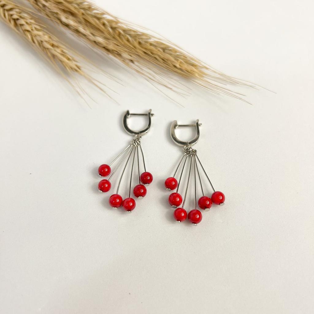 Silver Earrings with Coral (2136149)