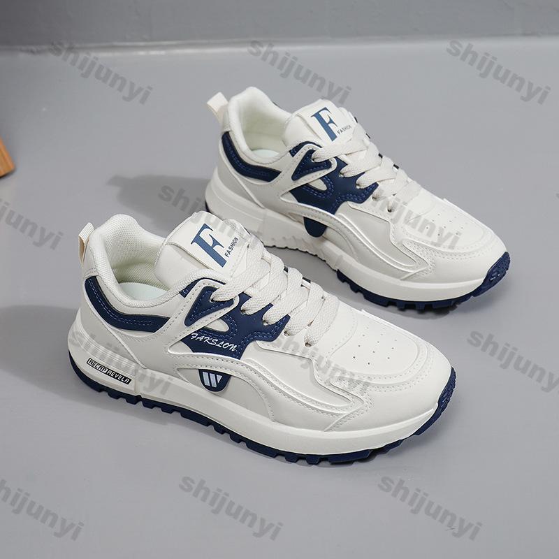 Fashion Pu Leather Platform Sneakers for Women 2025 Spring Lace Up Thick Sole Sneakers Woman Non Slip Running Shoes Female Casual Shoes