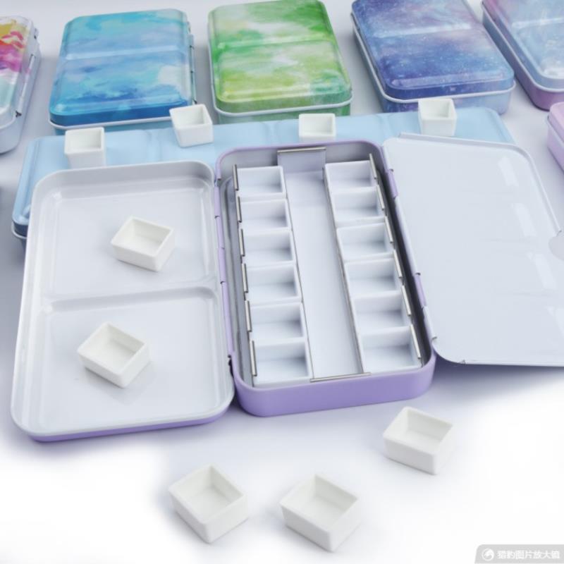 Half Pan Watercolor Tray Paint Tin Box Empty Palette Painting Storage Paint Tray