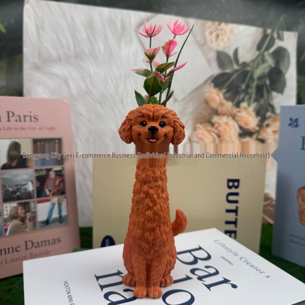 Bedårande sittande stor mage blomkruka skulptur för trädgård eller gräsmatta
