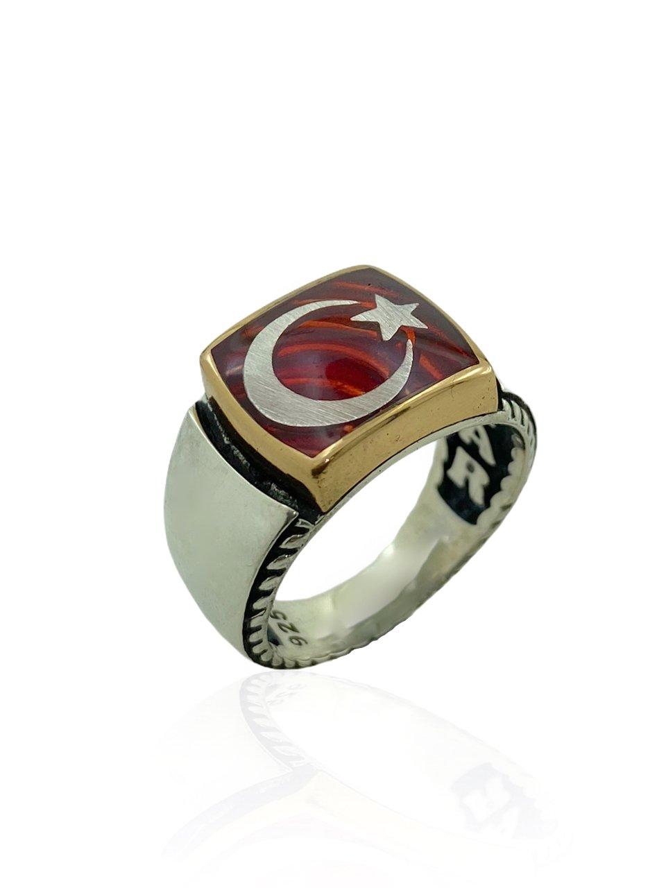 

Мужское кольцо Crescent Star высшего качества из серебра 925 пробы