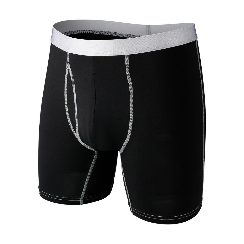 Men's Long Leg Boxer Shorts Ice Silk Sexy U Open Penis Pouch Sports Underwear EUR Size Panties Breathable Male Underpants