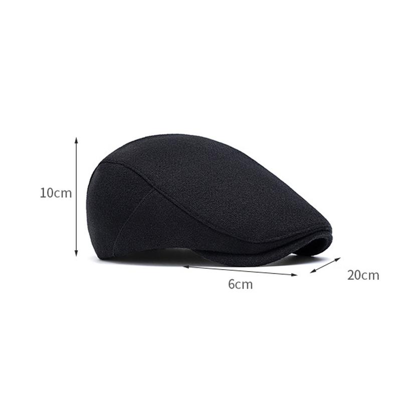 Autumn Winter Solid Color Woolen Cap for Men Women Forward Cap Warm Beret British Newsboy Cap