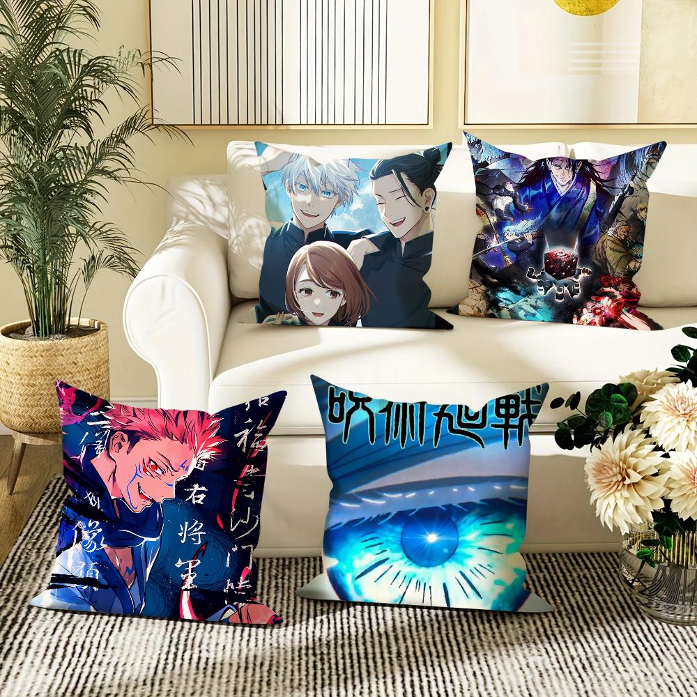 J-Jujutsu Anime K-Kaisen Pillow Case Cover Square Sofa with for Pattern Comfortable Cushionsuitable of Room