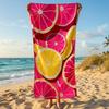 Rosa Zitrone und Grapefruit-Scheiben Strandtuch Lebendiger Zitrusdruck auf kräftigem Hintergrund für Sommer-Spaß