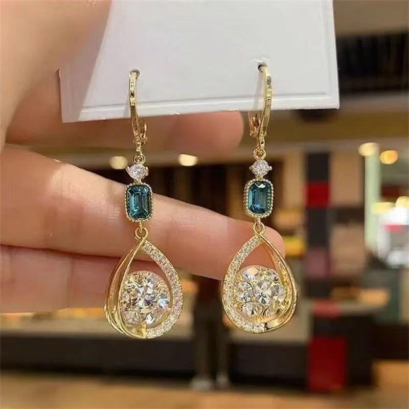 Atic Slimming Magnetic Weight Loss Earrings For Women Sparkly Rhinestone Dangle Quartz Stone Atic Drain Earrings