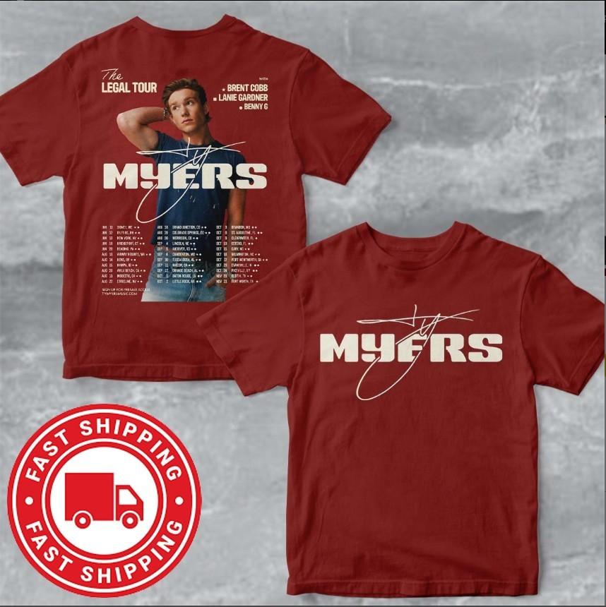 

Ty Myers The Legal Tour 2026 TShirt North America Tour Dates Concert Shirt Unisex T-Shirt XXL