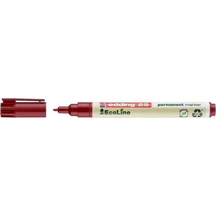 Marqueur permanent - edding - e-25 ecoline - pointe ogive 1 mm - rouge - indélébile