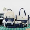 5Pcs  Student Backpack Set The Start of School Season Korean Fashion Junior High School Backpacks Large Capacity Two-piece Bags Set